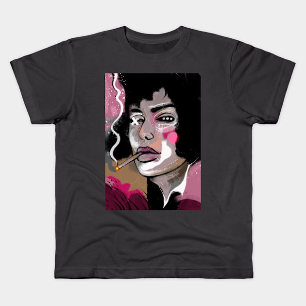 Smoking girl Kids T-Shirt by Daria Kusto